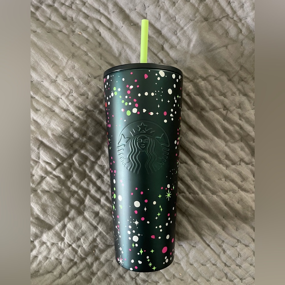 Starbucks 2021 Holiday Green Confetti Dots tumbler